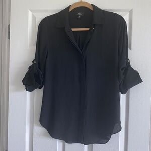 Massimo Black Button Down Blouse
